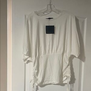 White Women's Top with Sinched Sides